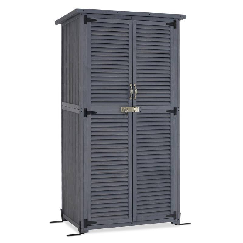 MCombo Outdoor Storage Cabinet Shed, Shuttered Doors with Lock, Wooden 0709 / 0808 / 1900