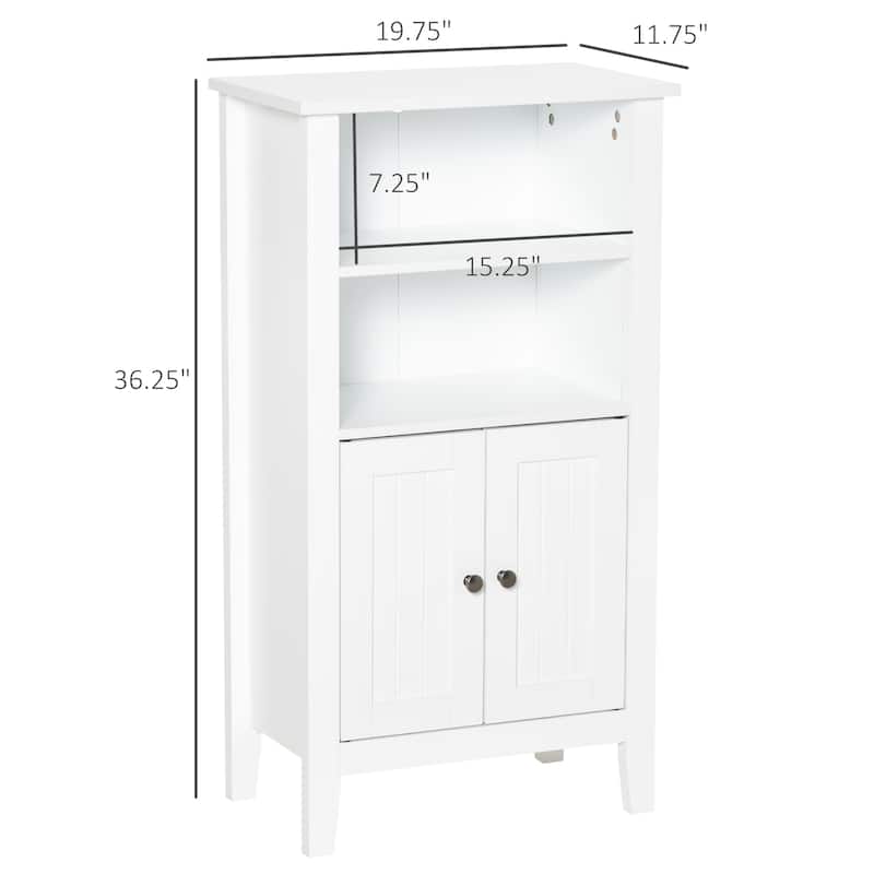 Kleankin Bathroom Cabinet Organizer with 2-Tier Open Shelves, Double Door Enclosed Storage and Elevated Base