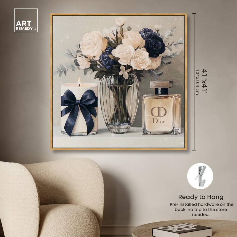 Ivory Perfume Flowers in Vase Canvas by Art Remedy