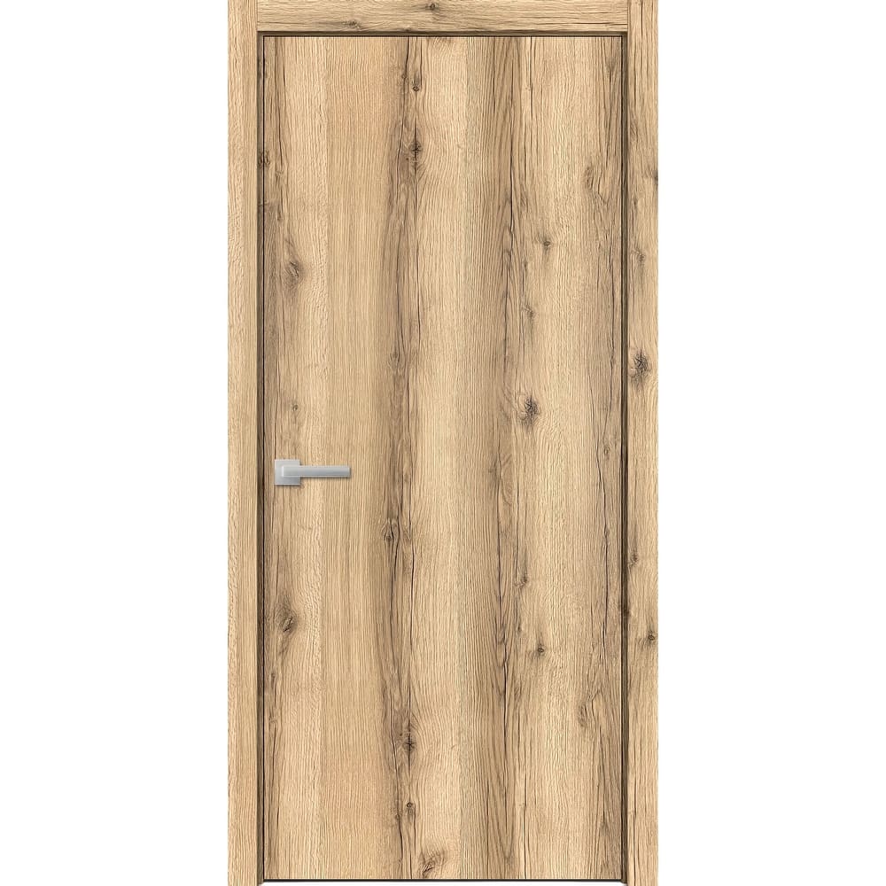 Solid French Door 18 x 80 inches | Planum 0010 Oak | Single Regular Panel Frame Trims Handle