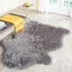SAFAVIEH Handmade Arctic Shag Guenevere 3-inch Extra Thick Rug - 4' x 6' Scallop - Grey
