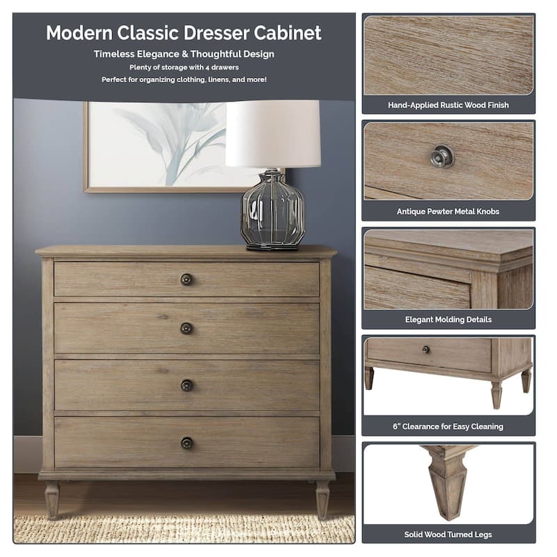 Madison Park Signature Victoria 4-drawer wood dresser (40")