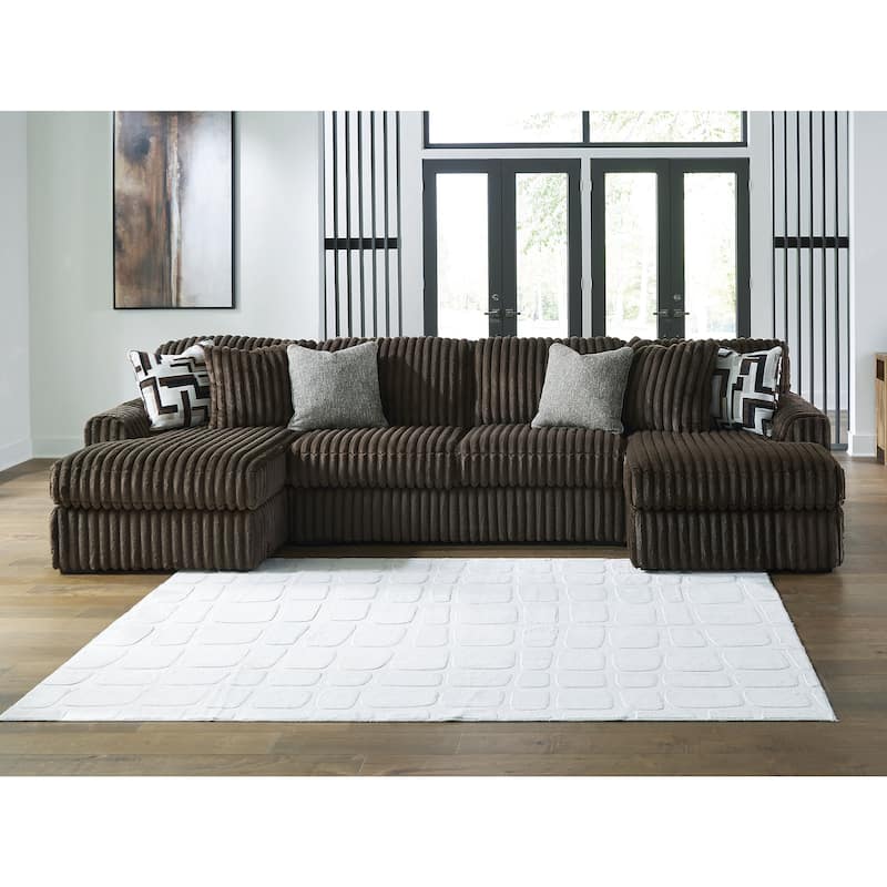 Signature Design by Ashley Midnight-madness 3-Piece Sectional with Chaise - 150" W x 65" D x 40" H - Brown