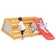 preview thumbnail 1 of 6, 5-in-1 Jungle Gym Wooden Wall Climber Playground with Slide Rock Wall Rope Perfect for Kids' Rooms - 73" x 57" x 24" (L x W x W) Kids