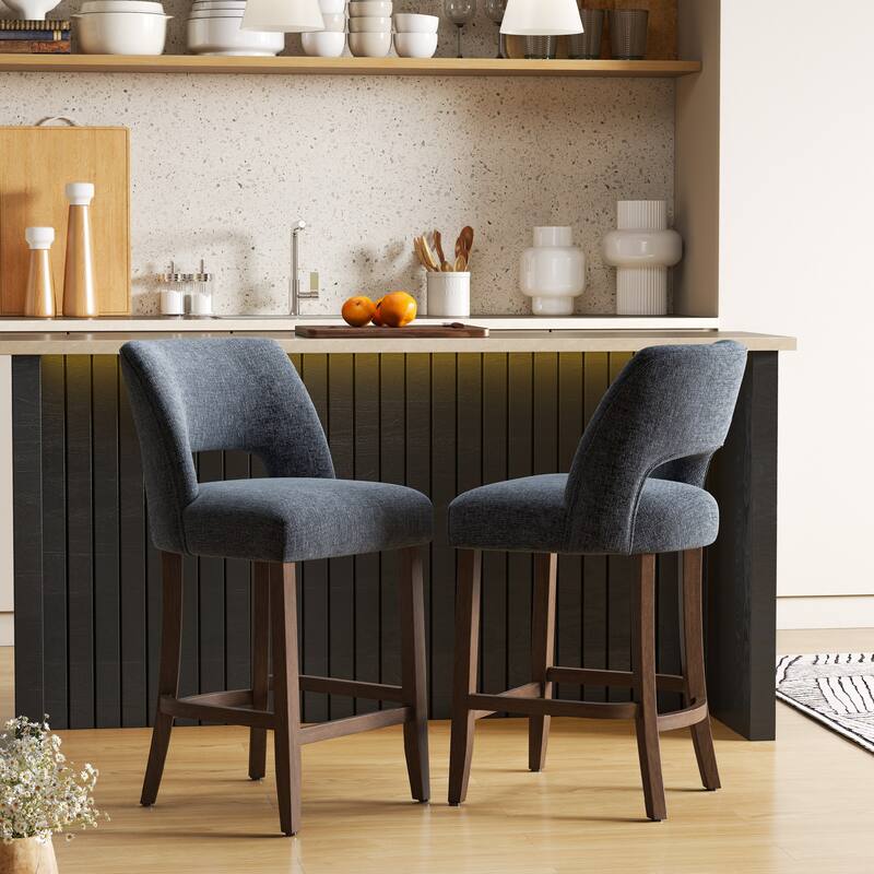 Set of 2/4/6,Upholstered Counter Height Bar Stools,Modern Counter Stools with Wood Legs for Kitchen Island Dining Room Bar