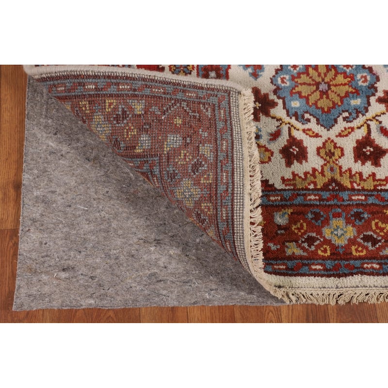 All-Over Ivory Oushak Indian Accent Rug Handmade Wool Carpet - 4'0" X 5'11"