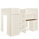 preview thumbnail 8 of 8, Full Size Wood Loft Bed with Built-in Wardrobe, Desk and Drawers, Beige