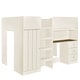 preview thumbnail 8 of 8, Stylish & Simple Wood Full Size Loft Bed with Built-in Wardrobe, Desk, Storage Shelves and Drawers, Safety Guaranteed, Beige