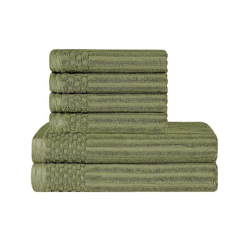 Superior Ribbed Cotton Absorbent Heavyweight Hand Towel and Bath Towel Set