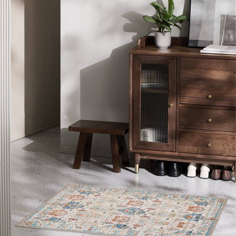 Washable Non-Slip Area Rug,Stain Resistant Low-Pile Carpet,2X3 - 2' x 3' Oval