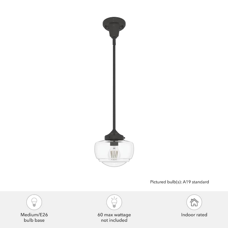 Hunter Saddle Creek 1-Light Mini Pendant / Semi-Flush Mount Ceiling Light - Kitchen Island, Dining Room, Hallway
