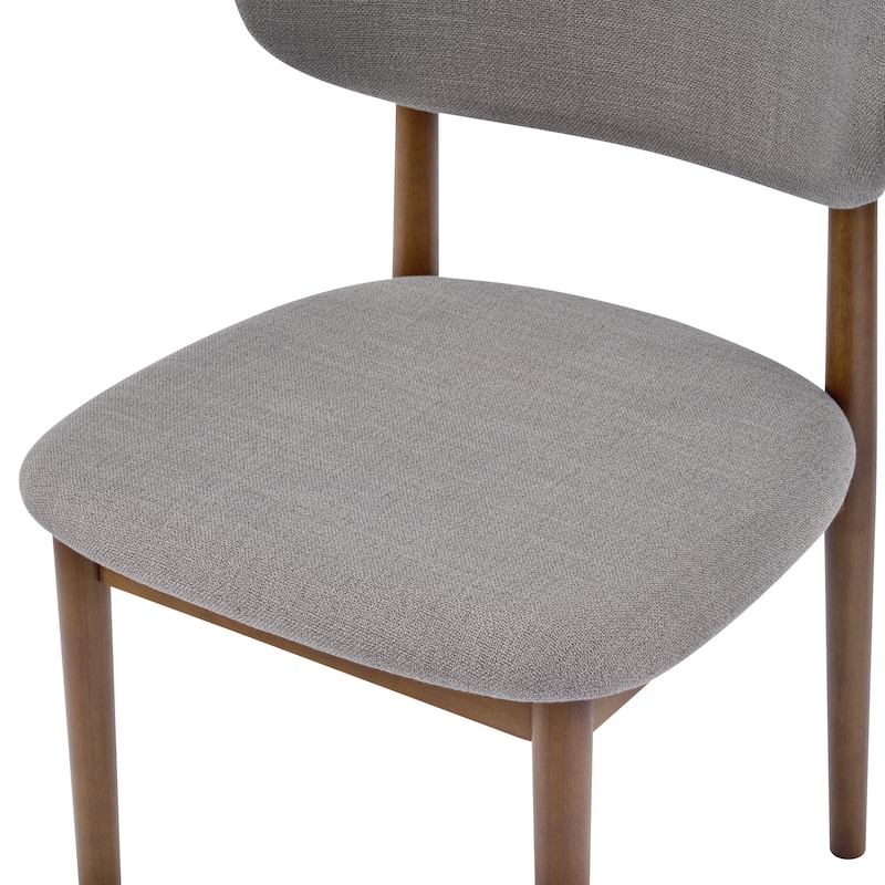 Christopher Knight Home - Draven Upholstered Side Chairs with Walnut wood frame and Curved Back（Set of 2）
