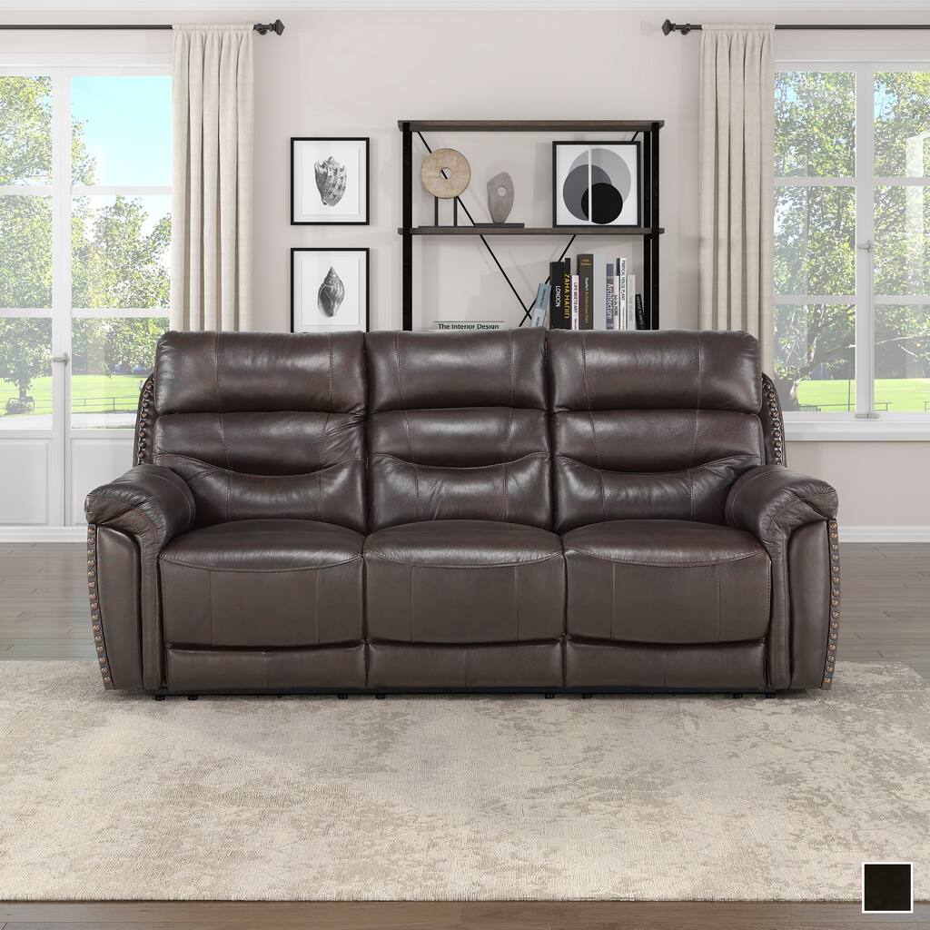 Moreau Leather Power Double Reclining Sofa