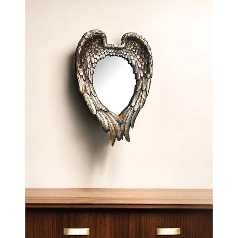 HomeRoots 22" Antiqued Gold Heart Resin Framed Accent Mirror - 22.4
