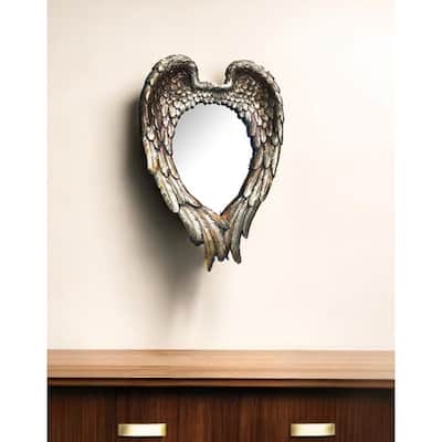 HomeRoots 22" Antiqued Gold Heart Resin Framed Accent Mirror - 22.4