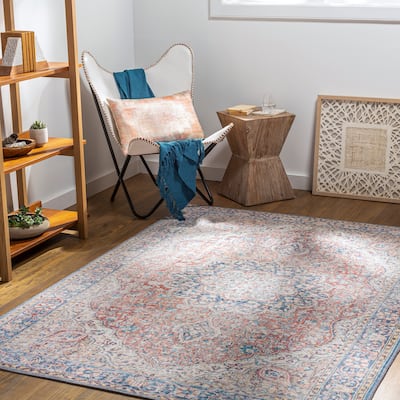 Livabliss Duquette Persian Medallion Printed Machine Washable Area Rug