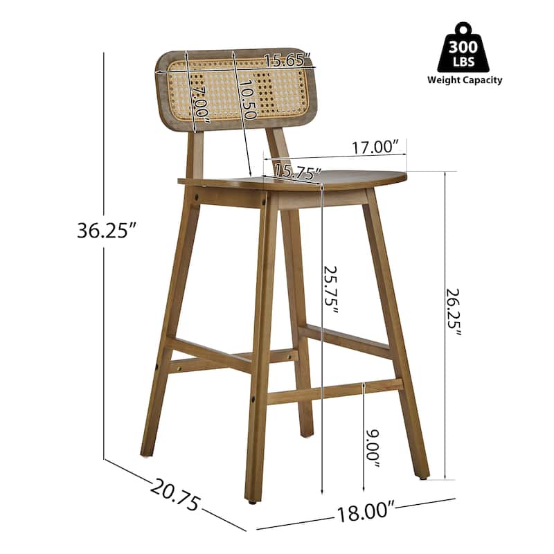 Wood Barstool Side Chair Set of 2