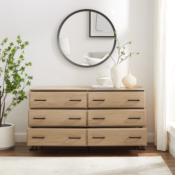 Walker Edison Contemporary Metal-Leg Six-Drawer Dresser - Bed Bath & Beyond  - 37102757