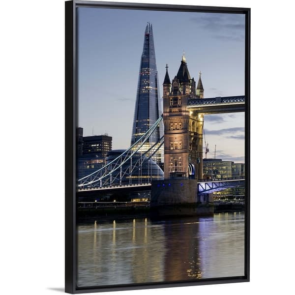 The Shard Stands Behind The Tower Bridge With The River Thames London England Black Float Frame Canvas Art Overstock 25518459