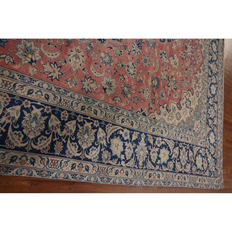 Traditional Pink Najafabad Persian Vintage Rug Handmade Wool Carpet - 9'8" x 12'9"