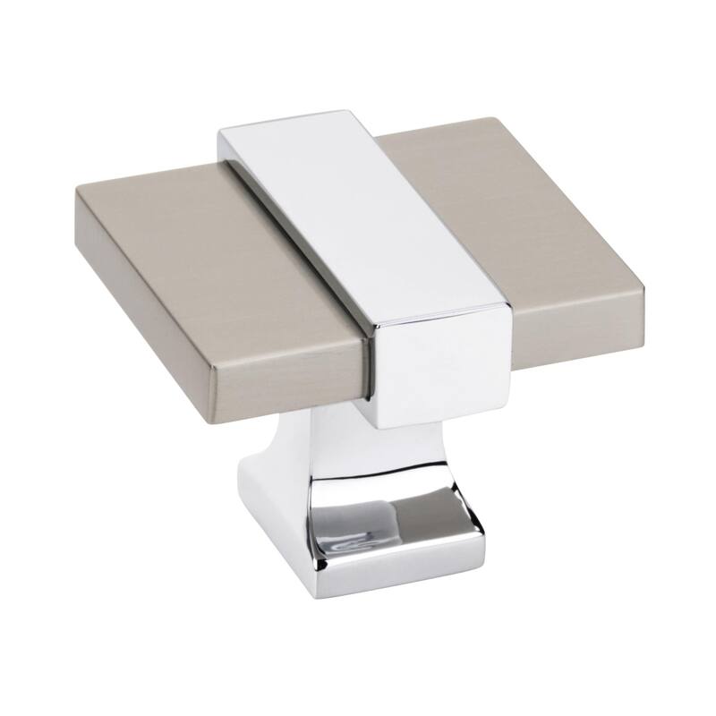 Amerock Overton Cabinet and Furniture Knob - Satin Nickel/Polished Chrome