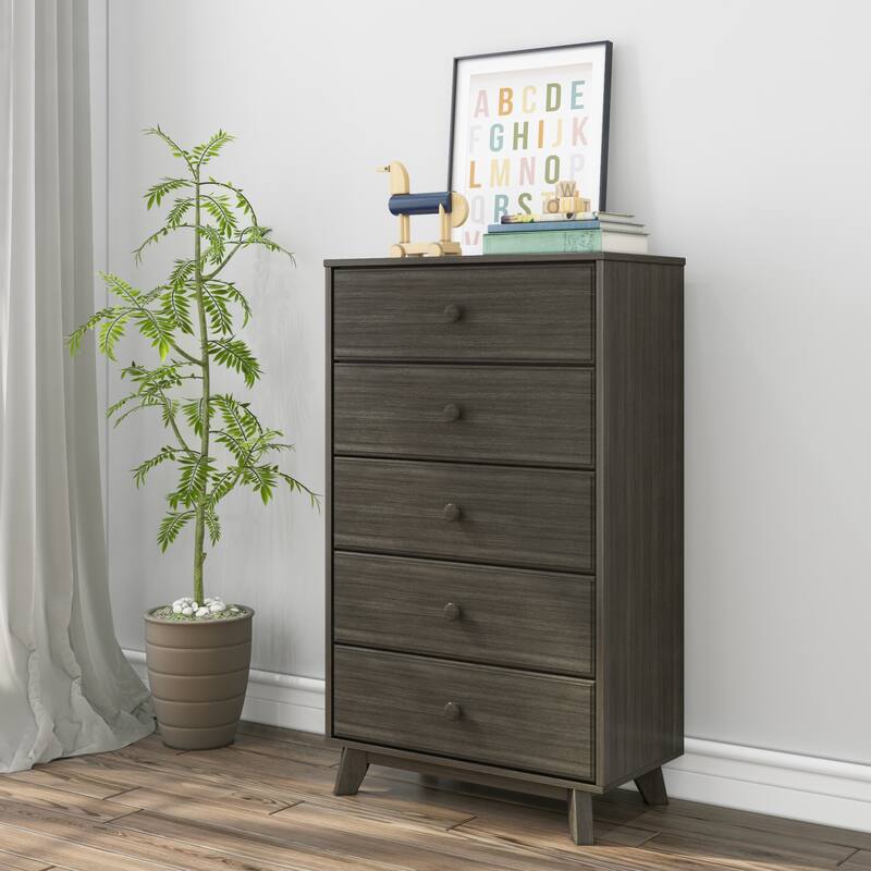 Max and Lily Classic Solid Wood 5-Drawer Dresser - Clay