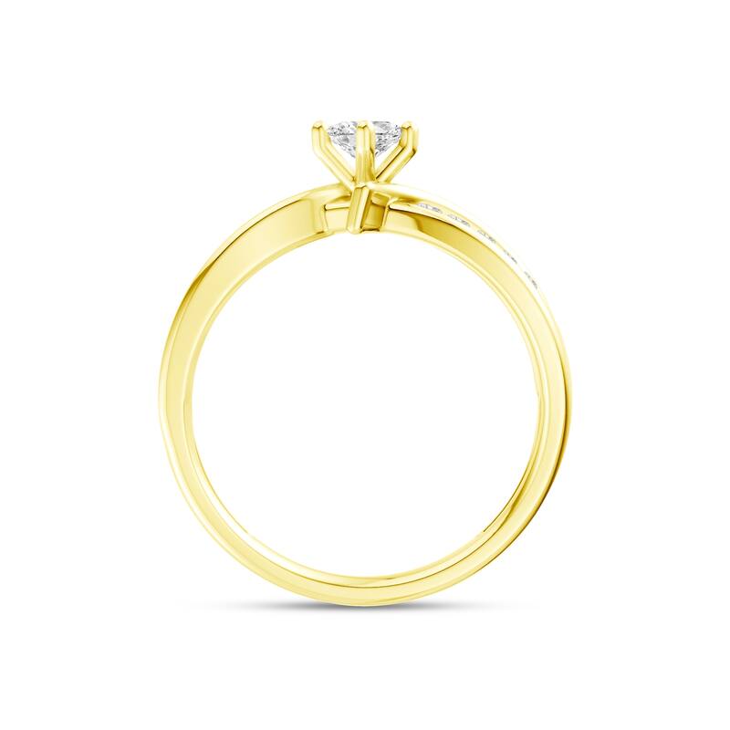1/4ct TDW Diamond Bypass Engagement Ring in 10K Yellow Gold for Women