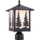preview thumbnail 4 of 7, Yosemite 1L Bronze Rustic Outdoor Tree Post Light White Glass - 8-in W x 14-in H x 8-in D
