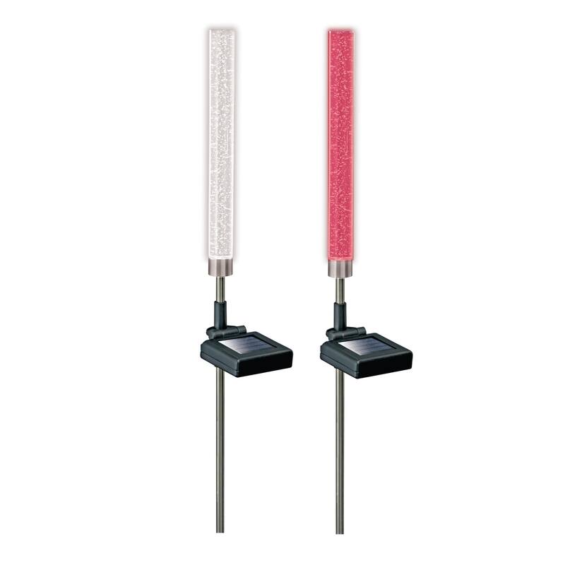 Bell + Howell Color Changing Solar Powered Glimmer Sticks - 2 Pack LED Pathway Lights for Gardens & Pathways - White