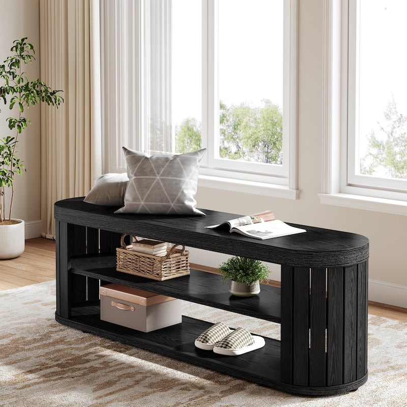 Wood Dining Bench, Shoe Storage Entryway Bench, Bedroom Hallway Living Room End of Bed Stool Accent Bench