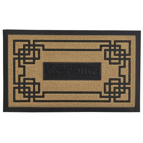 Greek Key Coir Doormat, Natural