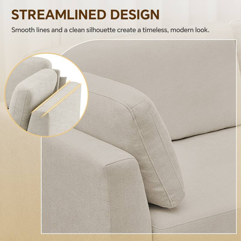 Modern Chenille 2 Seater Sofa Chouch with Bolster Pillows