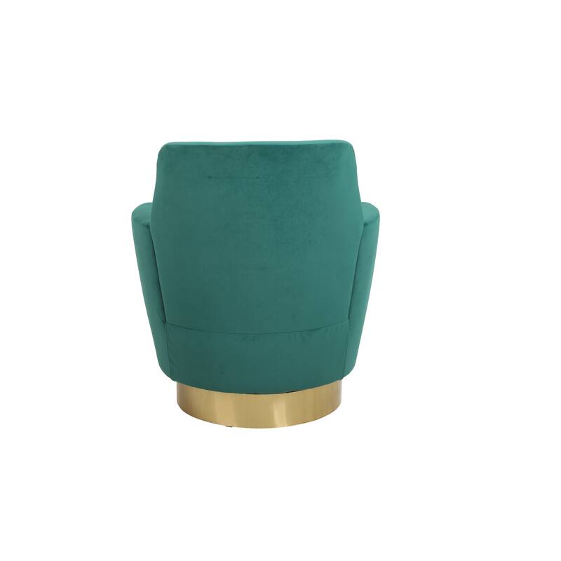 Emerald Velvet Modern 29.3" Upholstered Swivel Barrel Chair with Gold Stainless Steel Base