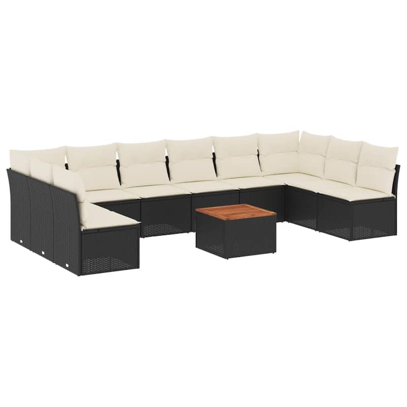 vidaXL Patio Sofa Set with Cushions Outdoor Furniture 11 Piece Poly Rattan - 24.4 x 24.4 x 27.2