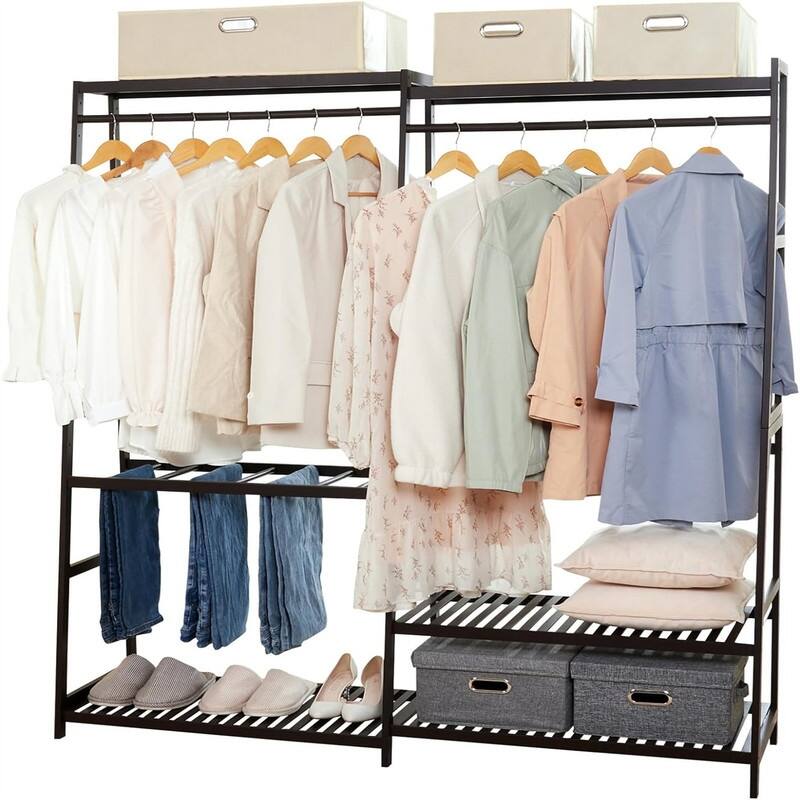 Clothes Rack Heavy Duty Garment Racks - 15.74"D x 61"W x 67"H - Brown