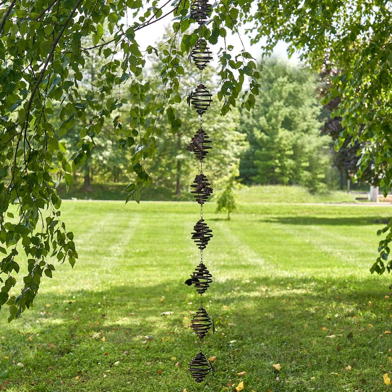 79" Long Antique Bronze Hanging Honeybee Rain Chain