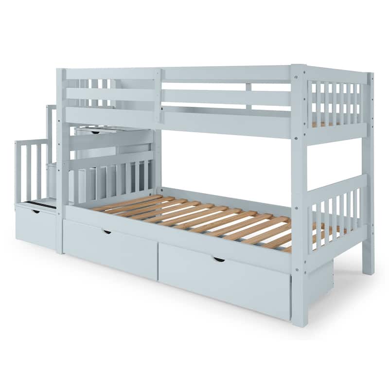 Taylor & Olive Trillium Twin over Twin Stairway Bunk Bed, 2 Drawers