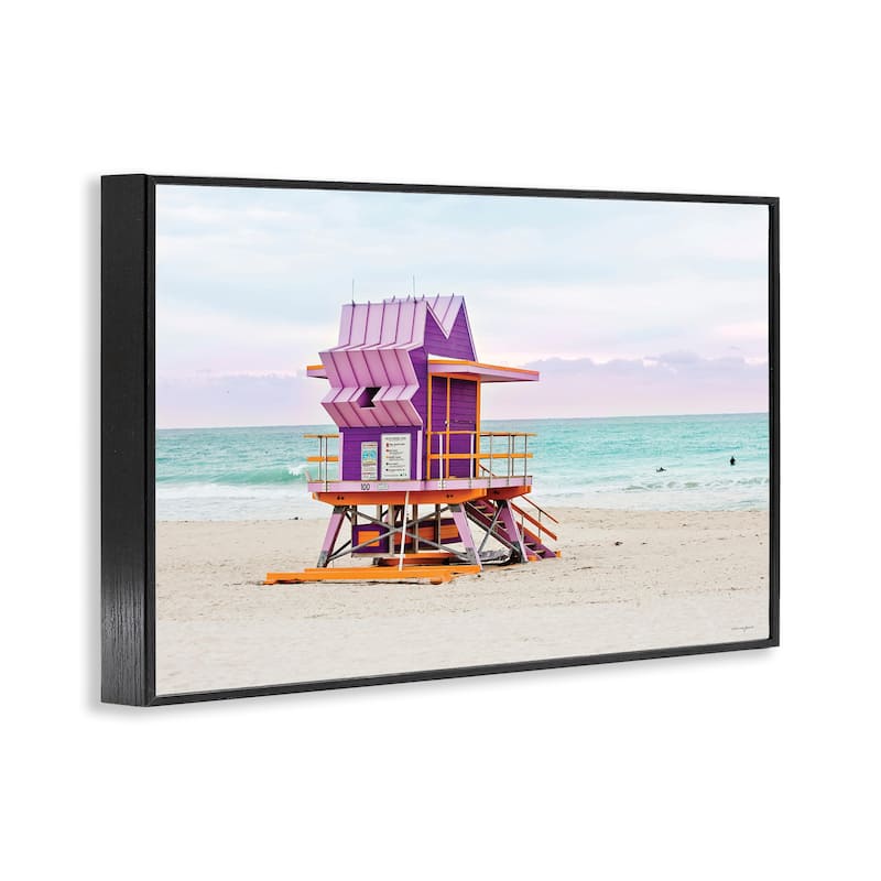 Stupell Purple Lifeguard Building Framed Giclee Art Design By Seven Trees Design