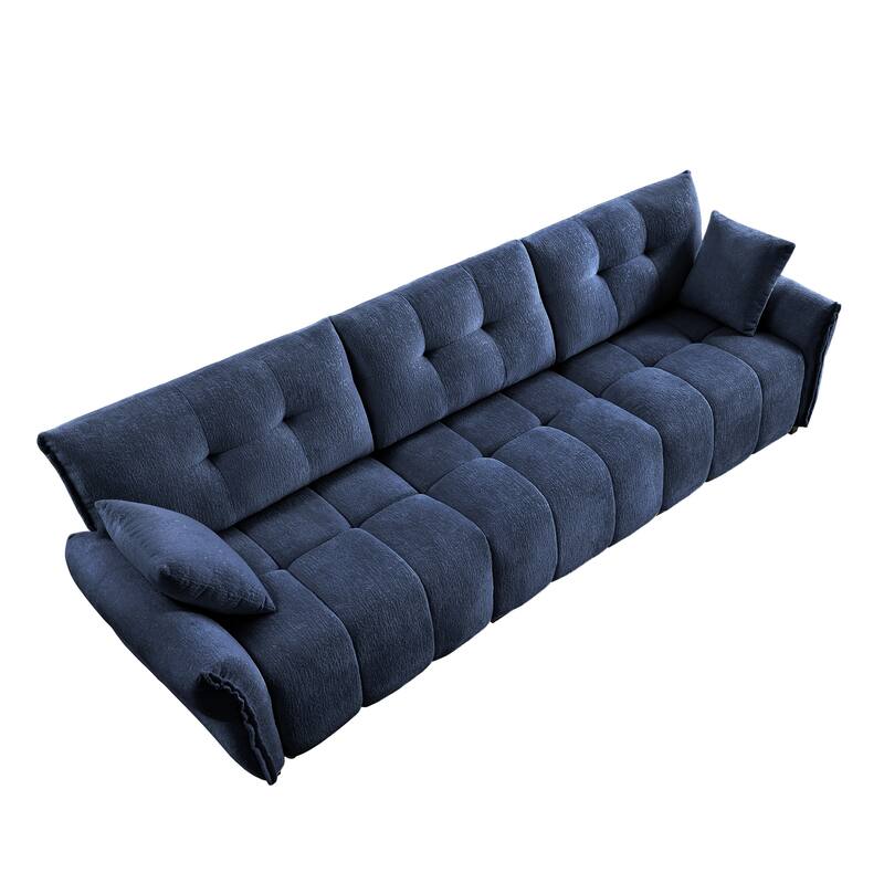 110.2" Chenille 4-Seat Sofa with Tufted Design,High-Resilience Sponge Cushions