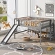 preview thumbnail 2 of 12, Full Size Low Loft Bed with Ladder and Removable Slide, Space-Saving Design, White