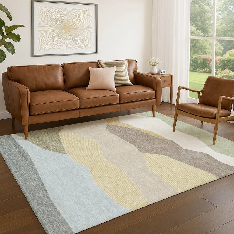 Machine Washable Indoor/ Outdoor Modern Dacono Chantille Rug