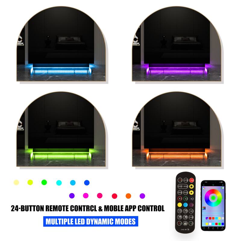 63"W Family 4-Door Wardrobe Armoire Closet Storage LED Light High Gloss - N/A