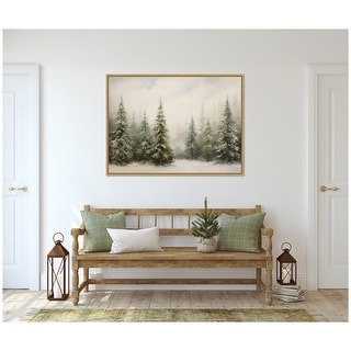 Kate and Laurel Sylvie Framed Canvas Traditional Snowy Forest Landscape by The Creative Bunch Studio