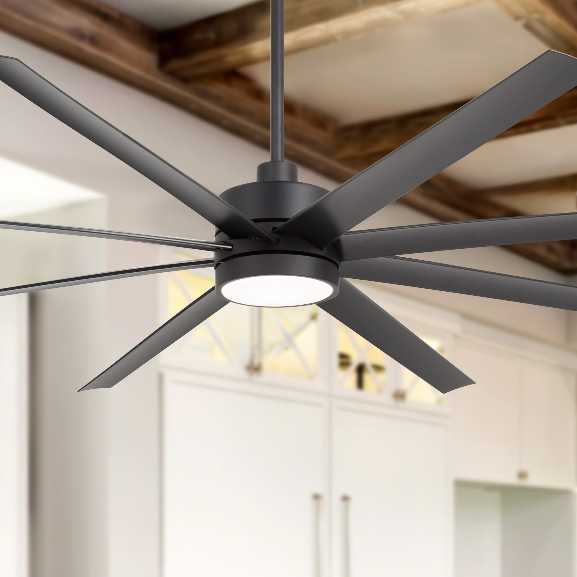 84" Modern Industrial 8-Blade Large Ceiling Fan with LED Light and Remote