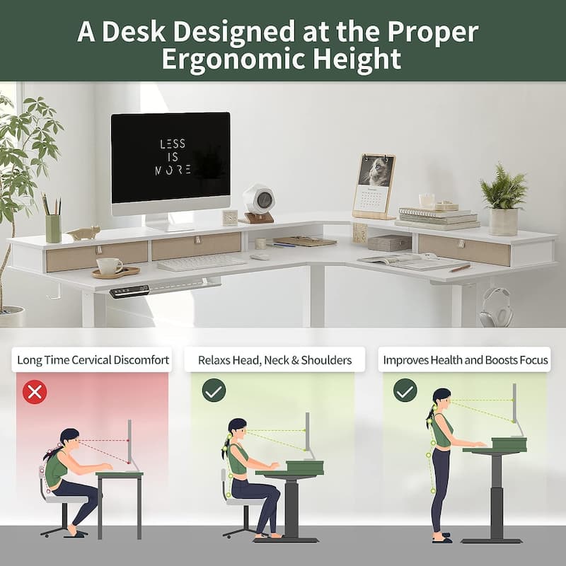 FEZIBO/Home Office Furniture/Brown&Black/Wood/Standing Desk/Desks