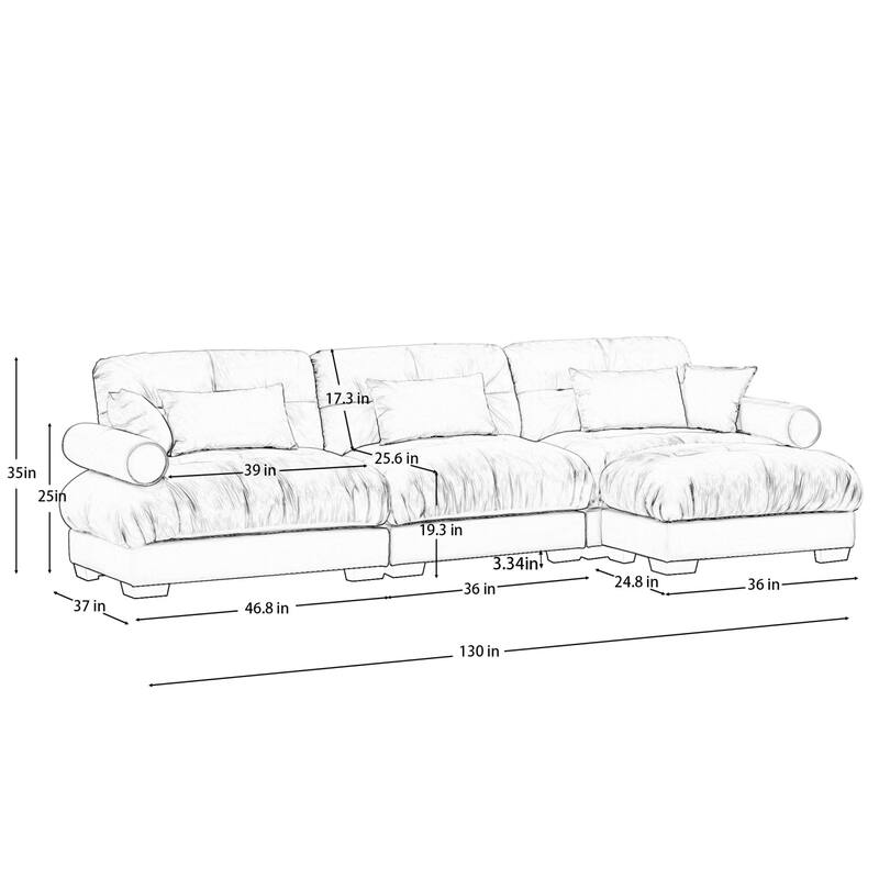 Comfort Convertible Modular Velvet Sectional Sofa Cloud Couch for Living Room