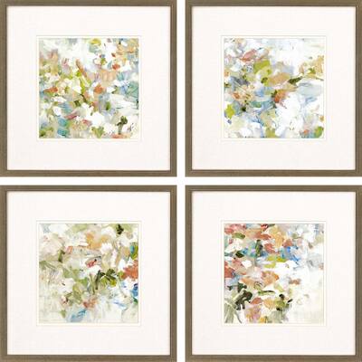 Floral Blush S/4 Framed Art Giclee Under Glass - Multi-Color