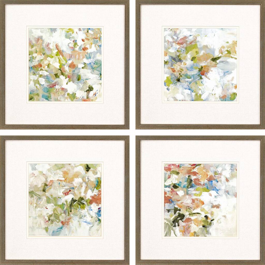 Floral Blush S/4 Framed Art Giclee Under Glass - Multi-Color