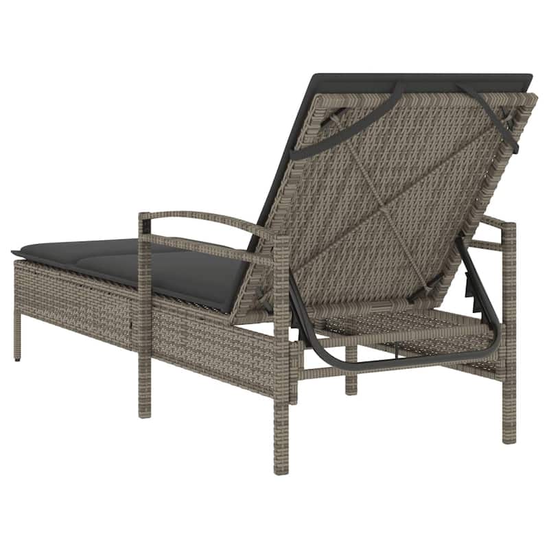 vidaXL Sun Lounger Grey Poly Rattan, Powder-Coated Steel And over - 79.0 x 24.8 x 31.9 in