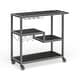 preview thumbnail 8 of 10, SEI Furniture Glenn Glass Top Grey Metal Bar Cart Metal/Glass - gunmetal gray